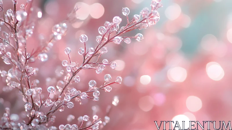 Glistening pink branches shimmer softly in dreamy light