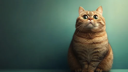 Orange Tabby Cat Stares Directly at Camera with Surprised Expression.