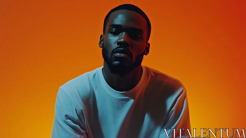 Moody portrait in high-contrast orange and teal lighting study