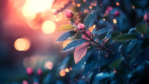 Macro floral study with cinematic bokeh and dusk backlight.