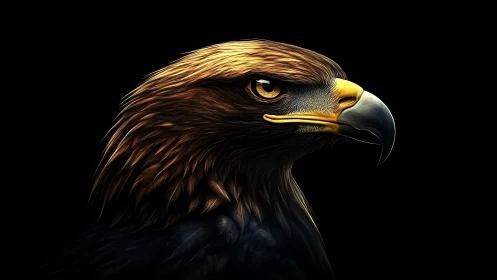 Majestic Golden Eagle Portrait in Dramatic Digital Art Style.