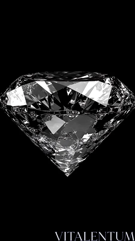Solitaire diamond rendered on deep black background.