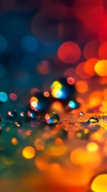 Macro water droplets refract multicolor bokeh in shallow focus