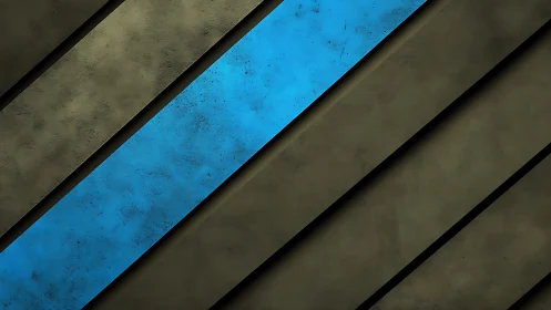 Diagonal blue stripe cuts through textured olive panels