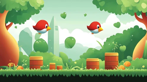 Colorful Super Mario-Style Game Scene