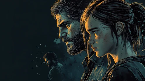 Side-profile illustration shows two figures in layered portrait