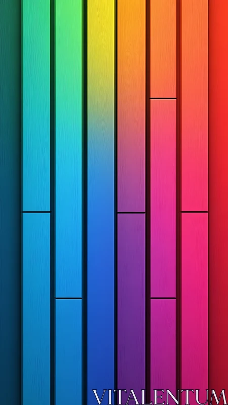 Gradient color bars align in a vibrant abstract spectrum wall.