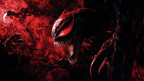 Symbiotic fury rips through crimson shadow and shattering light