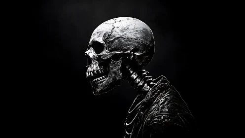 Midnight chrome skull sentry gazes into the void.