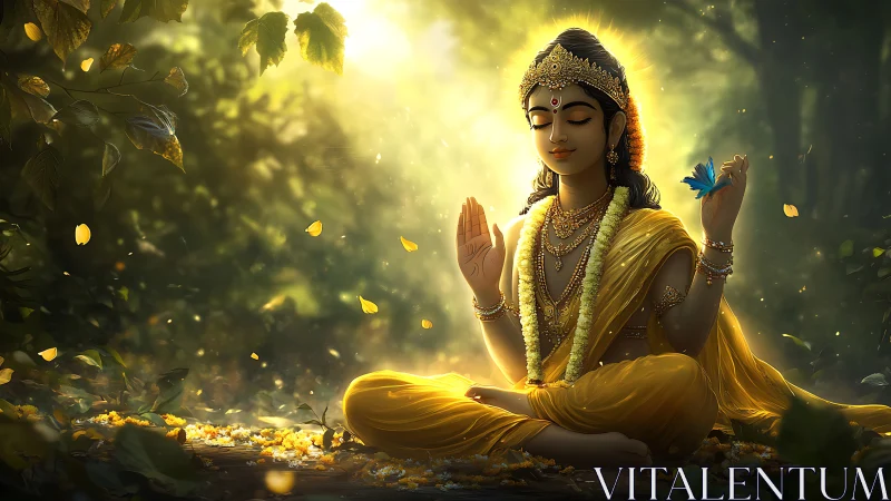 Golden forest meditation gently welcomes quiet reflection