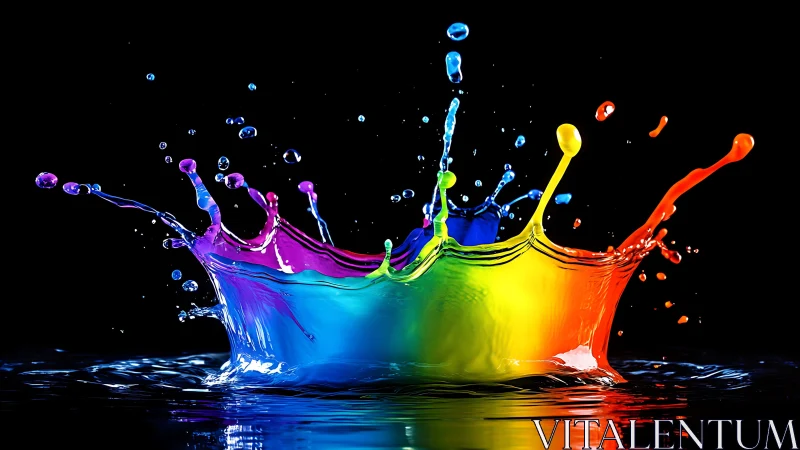 Colorful paint splash rises like a joyful liquid rainbow