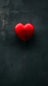 Crimson Heart Defies Decay Against Weathered Urban Wall