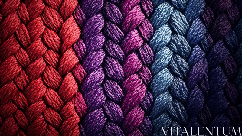Close view of parallel braided cords in graded colors.