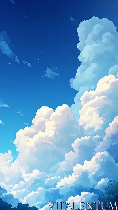 Cumulus convection tower under deep gradient atmospheric sky.