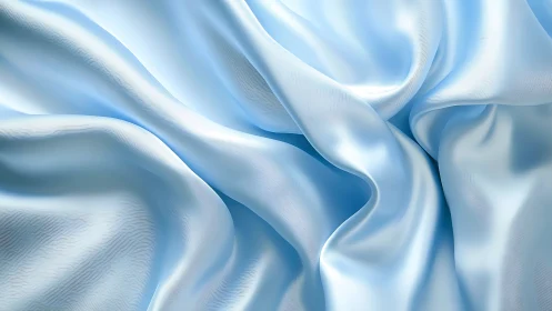 High-gloss pale blue satin fabric with fluid draped folds