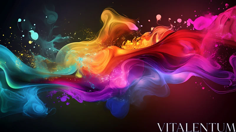 Vibrant digital paint waves swirling across dark canvas.
