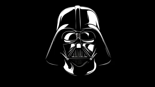 High‑contrast vector render of armored respirator helmet profile.