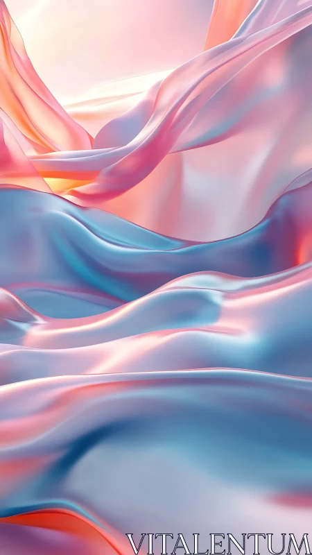 Iridescent satin waves in ethereal pastel light gradient.