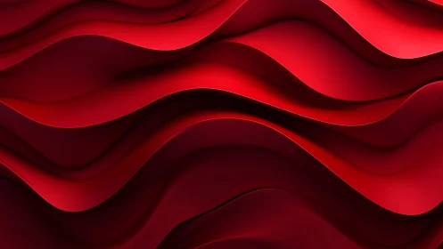 Vibrant Red Abstract Waves in Modern 3D Digital Art Style.