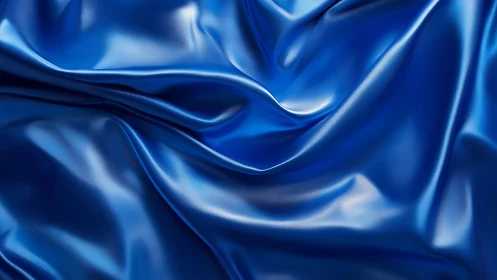 Electric sapphire folds drift across liquid midnight silk.
