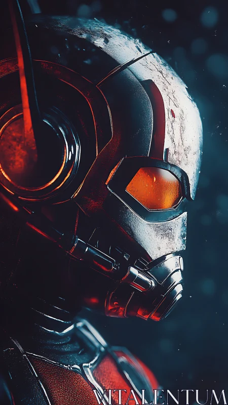 Micro-scale guardian in ember-glow exosuit vigil.