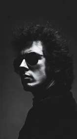 Monochrome low-key male portrait with dramatic rim lighting.