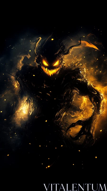 Volumetric infernal entity with liquified silhouette and emissive core