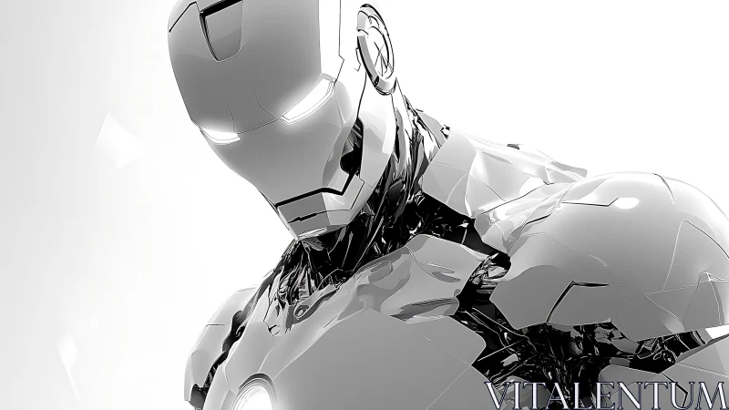 White armored humanoid robot in partial mechanical detail.