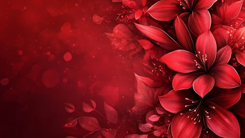 Luminescent Red Flora Gradient Composition with Particle Effects