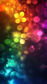 Prismatic bloomscape of glowing petals and circling light halos.