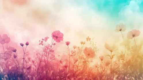 Cotton candy meadowdream with watercolor-kissed blossoms.