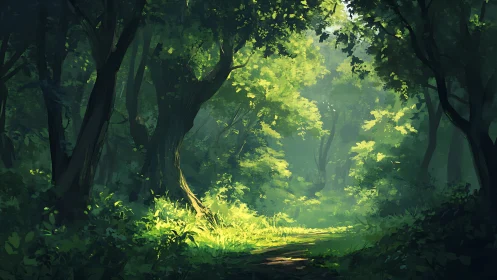 Luminous Forest Corridor: Digital Environmental Study.