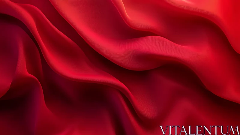 Flowing Red Silk Fabric with Elegant Folds, Abstract Style.