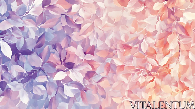 Pastel leaf canopy merges lavender and peach gradients