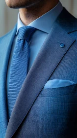 Business Formal Attire: Navy Blazer with Textured Tie.