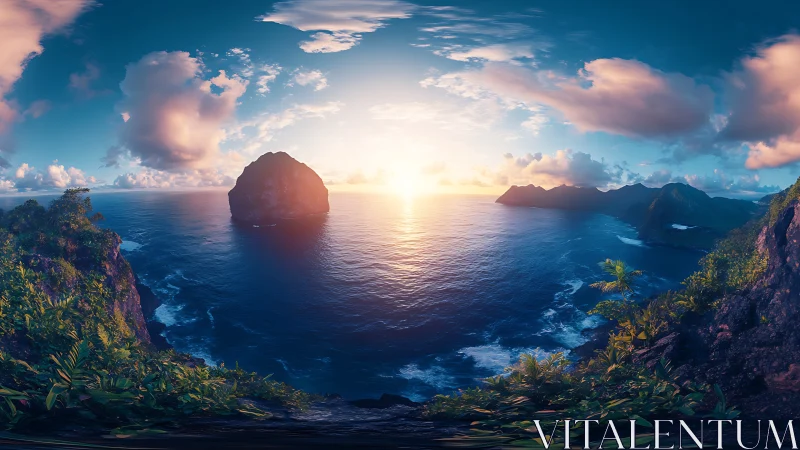 Tropical Archipelago Embraces Golden Dawn Over Impossibly Blue Waters