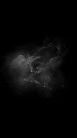 Whorling white smoke drifting across deep black void.