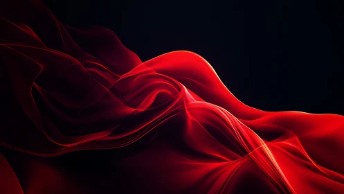 Luminous red waveforms with translucent ribbon gradients on black