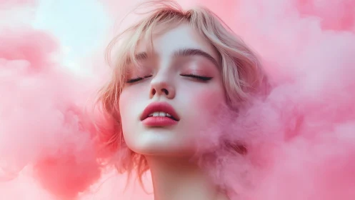 Chromatic portrait in immersive pink atmospheric diffusion.