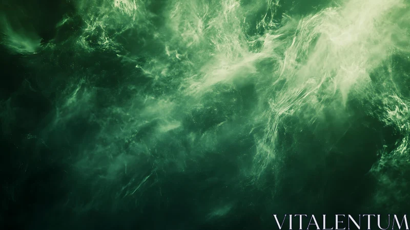 Ethereal Green Mist Abstract Digital Art with Soft Light Effects.