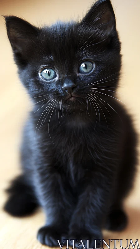 Obsidian Kitten Gazes With Mesmerizing Sapphire Eyes