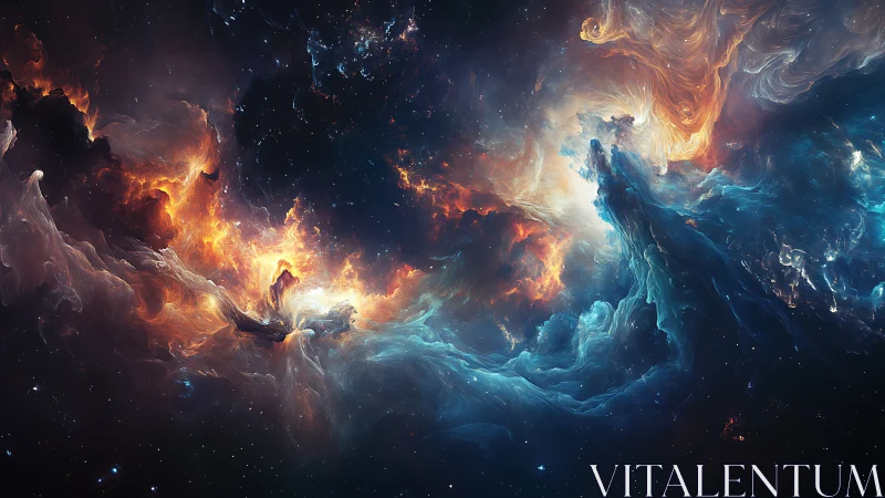 Cosmic clouds swirl gently in glowing nebula color harmony