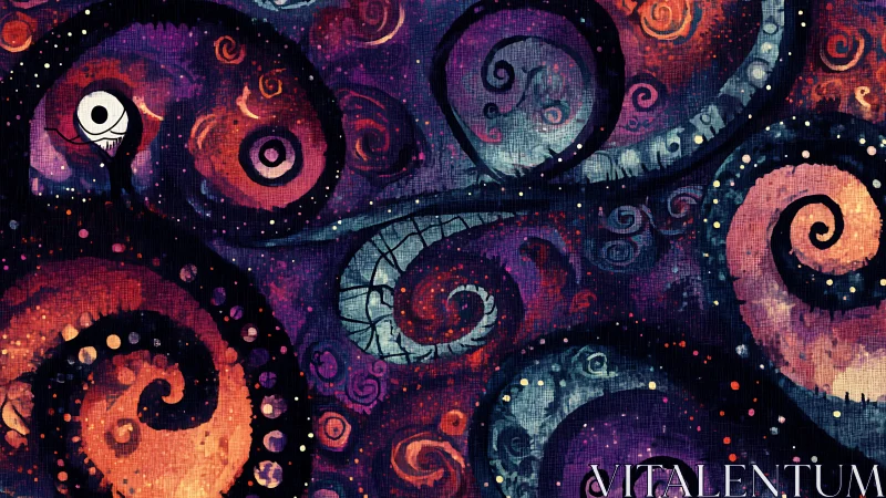 Cosmic spirals awaken in a watchful nebula nightscape.