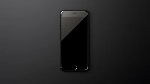 Modern smartphone with dark screen displayed against neutral gray background.