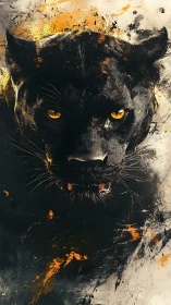 Black Panther Portrait with Gold Accents.