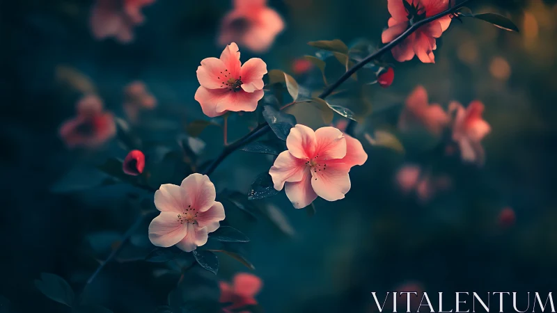 Coral Blossoms Glow in Evening's Tender Embrace