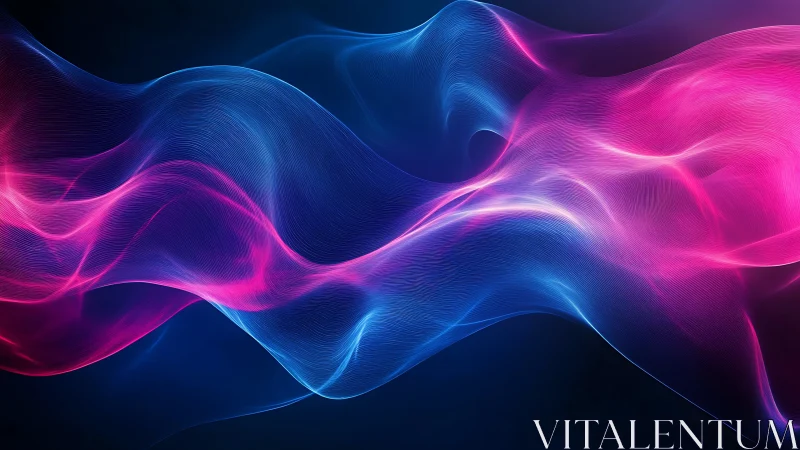 Neon light waves form fluid abstract gradient over dark field