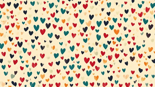 Colorful Hearts Dancing Across Warm Cream.