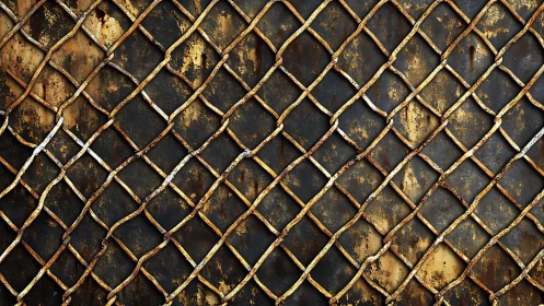 Weathered Rusty Chain-Link Fence Texture with Industrial Grunge Style.