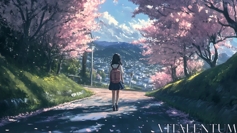 Gentle spring walk under cherry blossoms welcomes new journeys